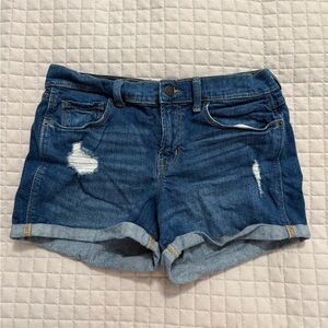 Old Navy Medium Wash Boyfriend Distressed Denim Shorts